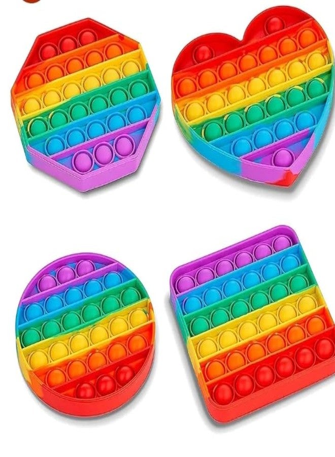 Manos Rainbow Pop It Fidget Toy, Octagon Shape, Silicone Bubble Sensory Stress Relief Push Pop Game Pack of 5 - Image 5